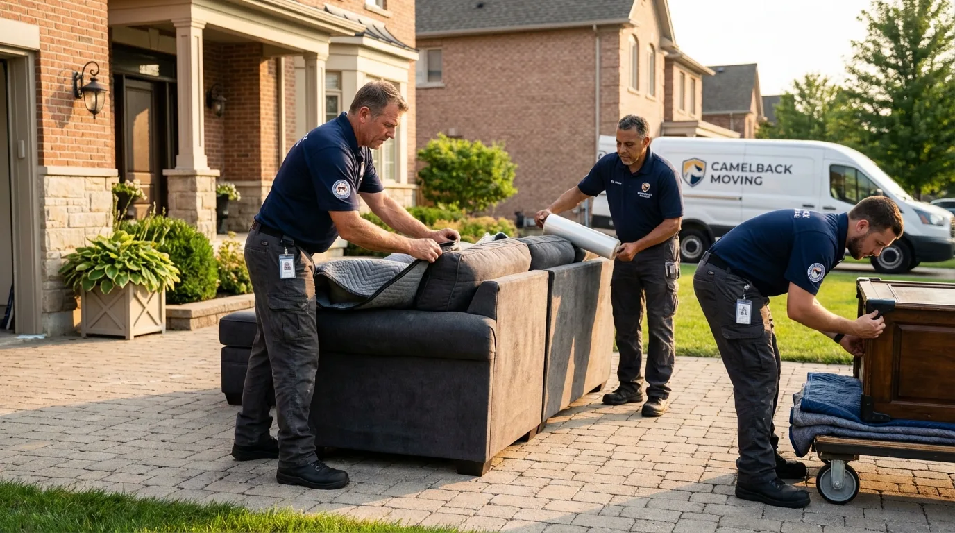 Large estate moving crew wrapping furniture in Munster, IN